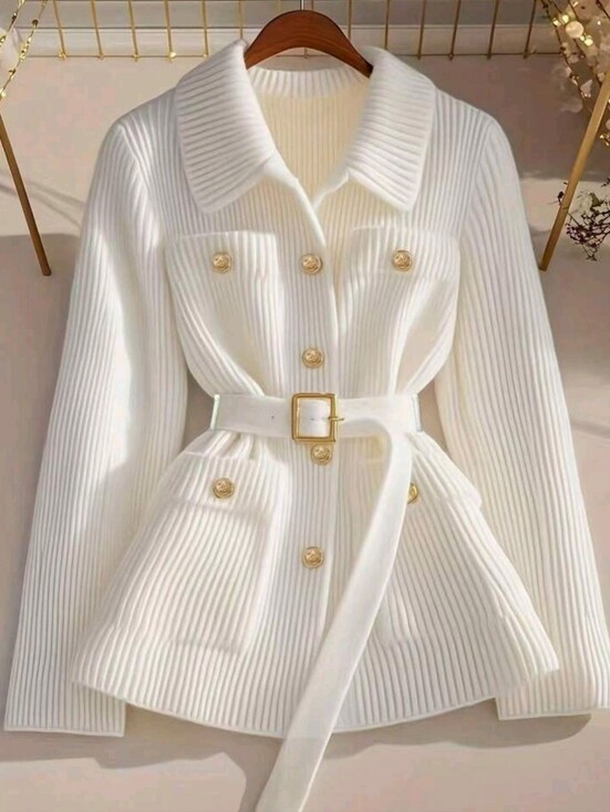 Jackets & Blazers - Women's New Autumn/Winter Elegant Casual Knit Cardigan, Solid Color Minimalist